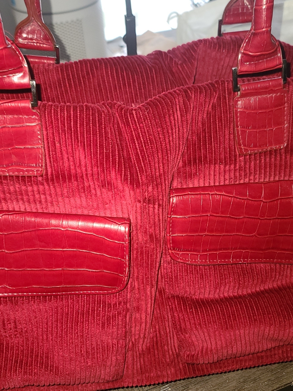 Red Corduroy Extra Large Tote Bag - Womens